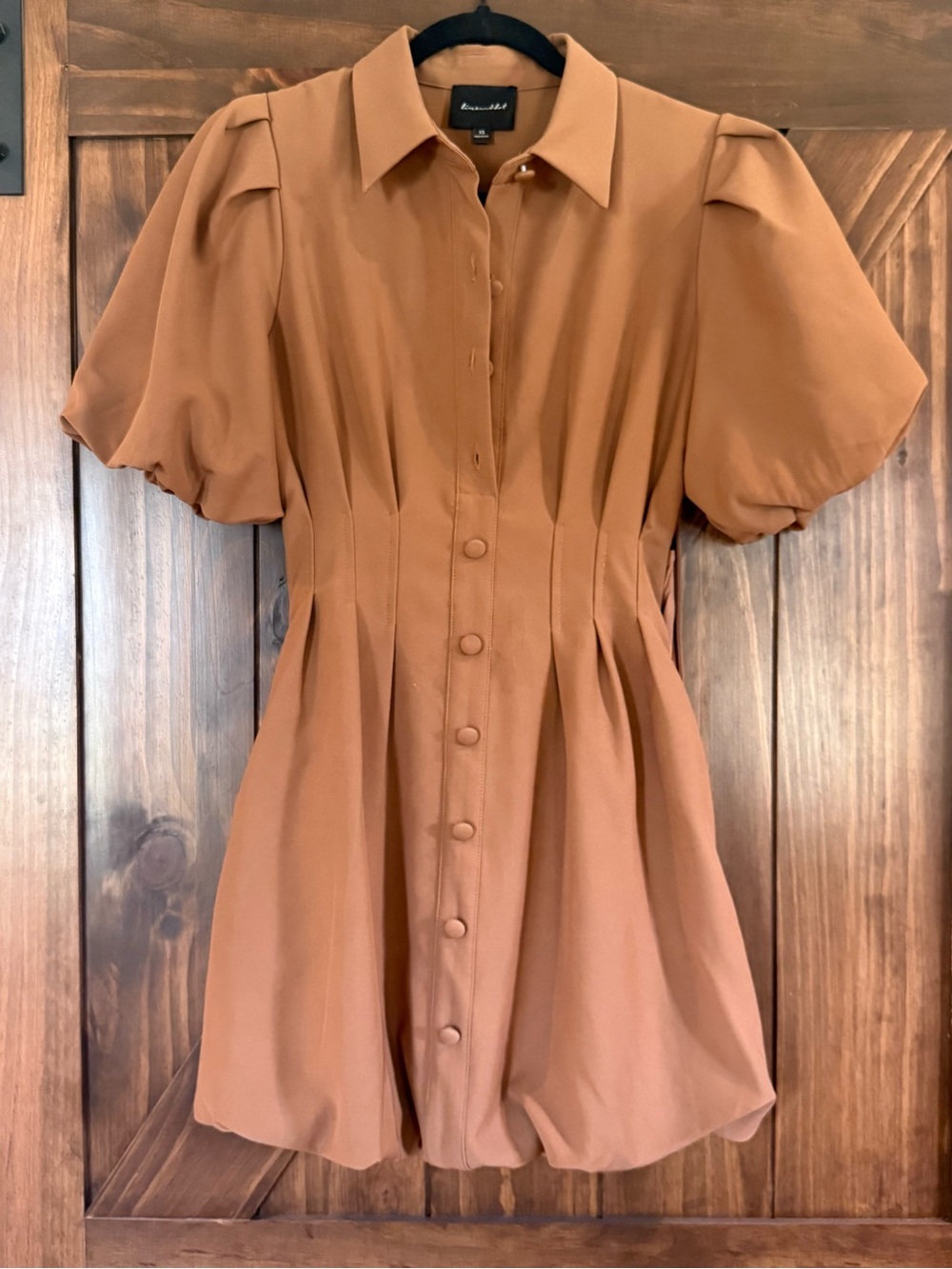 Line & Dot Brown Collar Top Mini Dress - XS